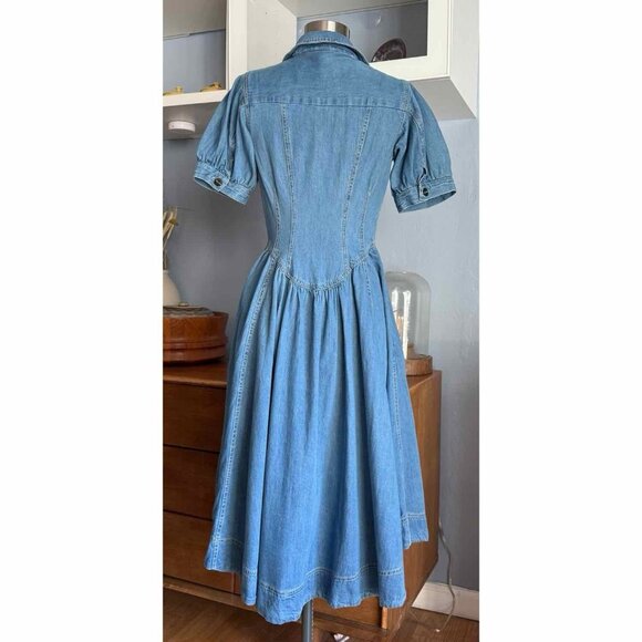 Anthropologie Pilcro Short-Sleeve Denim Midi Shirt Dress Western Festival 6P - Picture 4 of 10